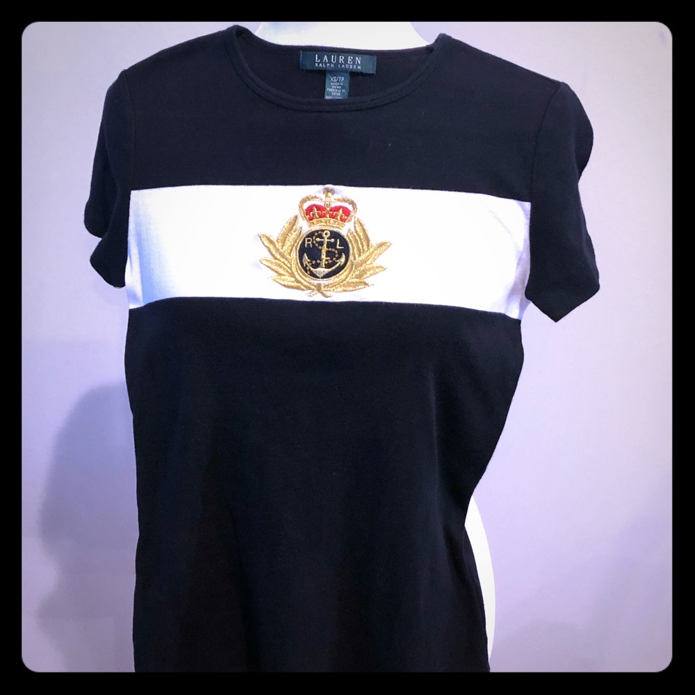 Lauren RL size XS Ralph Lauren crest t shirt B & W